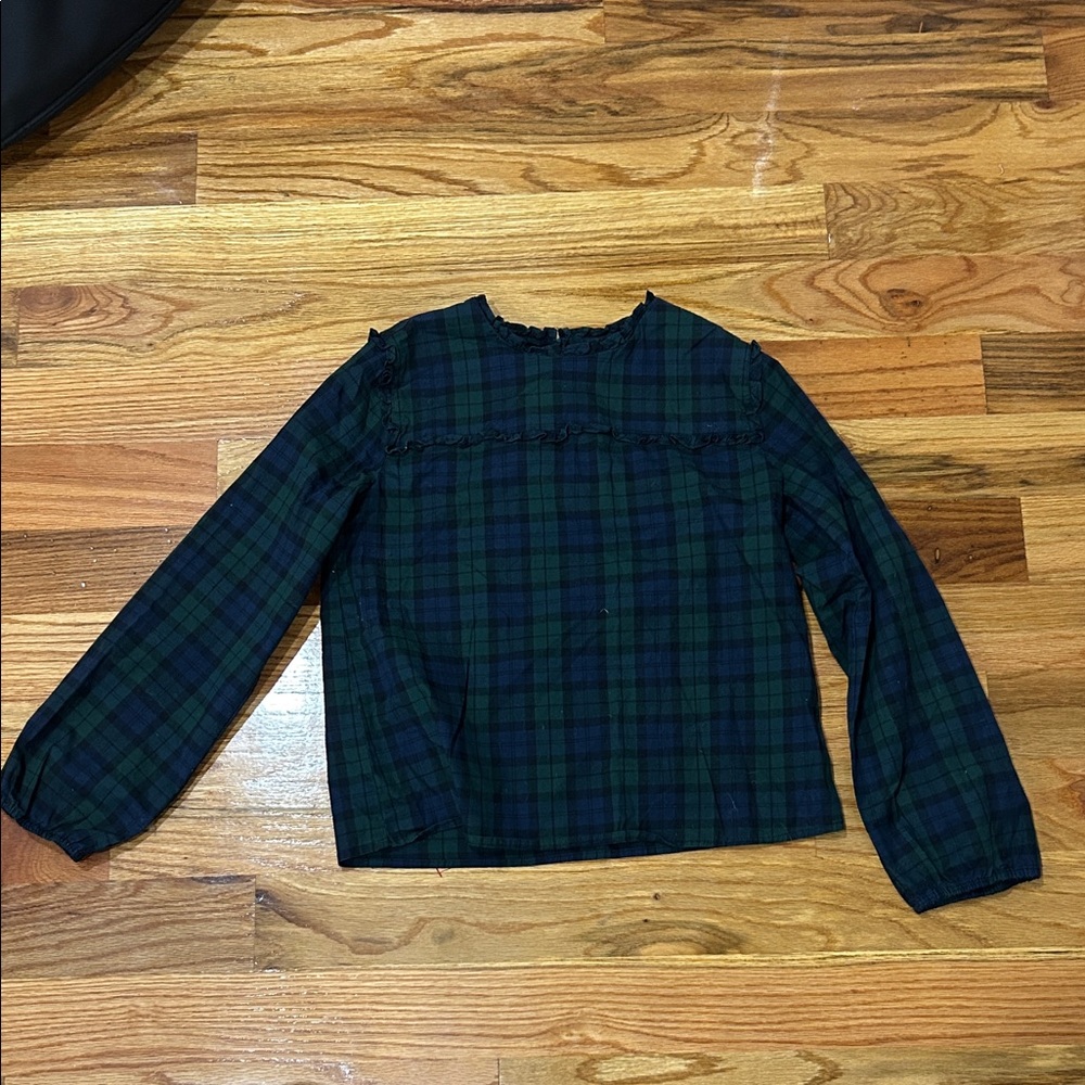 Crewcuts Green and Blue Plaid Girls Blouse - Picture 1 of 3
